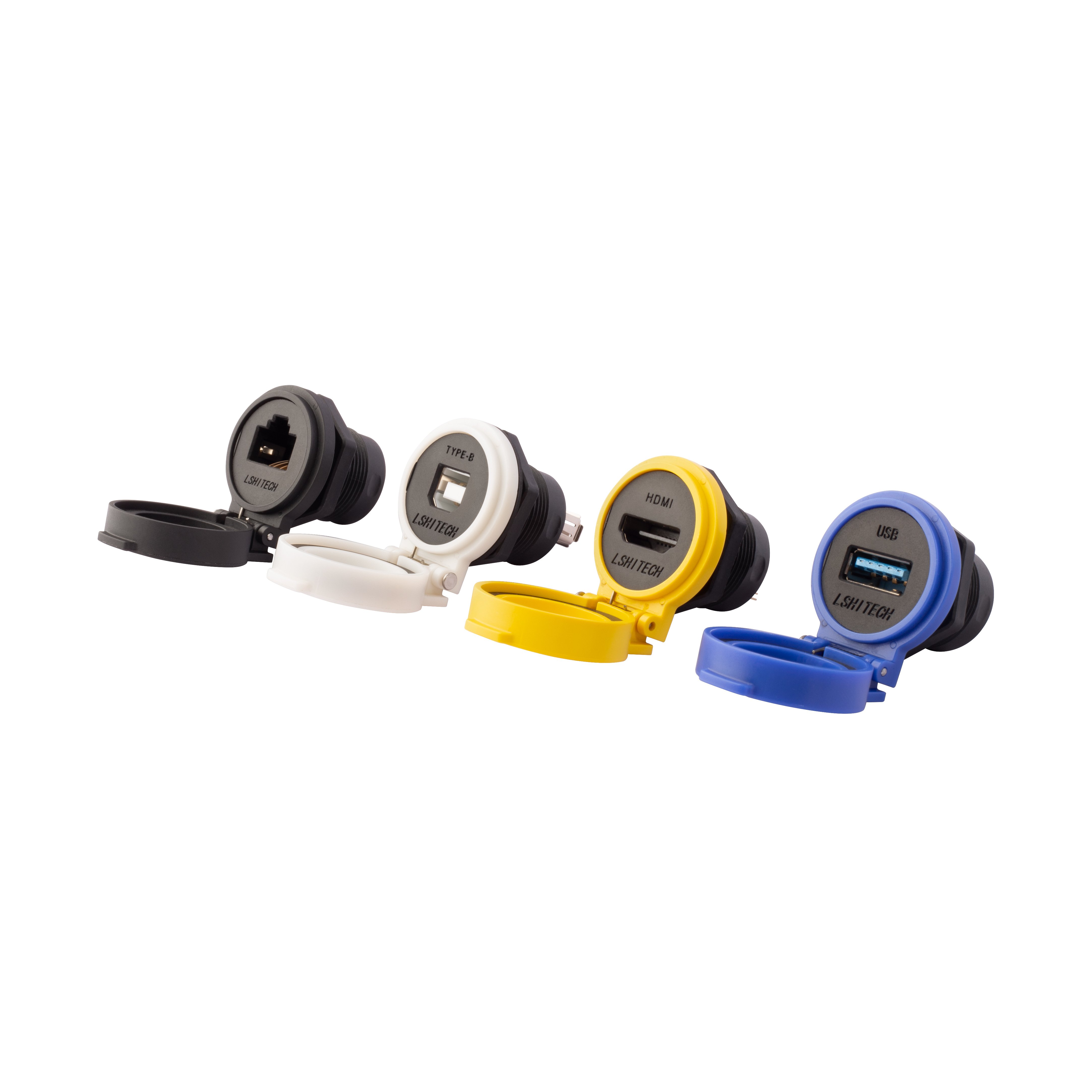 LSHITECH Panel Mount HDMI/RJ45/USB/Type-C/Mini USB/Micro USB/Type-B Waterproof Plug Circular Connector with Cable Lengths Custom