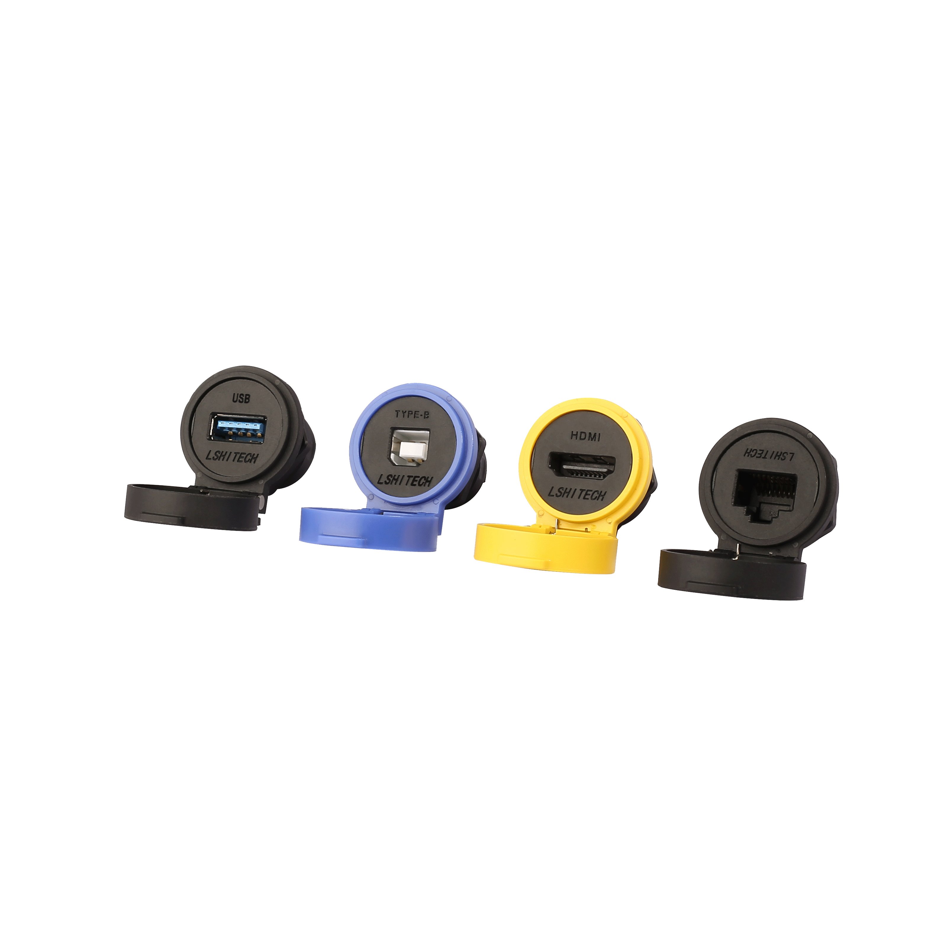 LSHITECH Panel Mount HDMI/RJ45/USB/Type-C/Mini USB/Micro USB/Type-B Waterproof Plug Circular Connector with Cable Lengths Custom