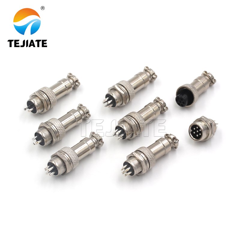 GX12 Aviation Plug Connector 12mm Thread 2-7 Pin Straight Female and Right Angled Male Circular Connector Socket Plug