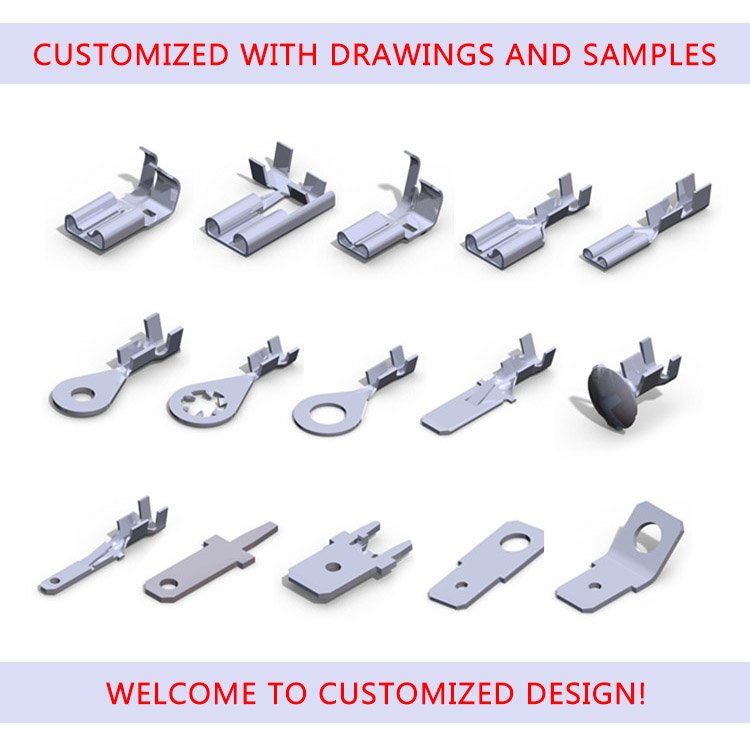 QWT brass motor auto spade crimp electrical terminales flat spade connector chain pin male car terminal