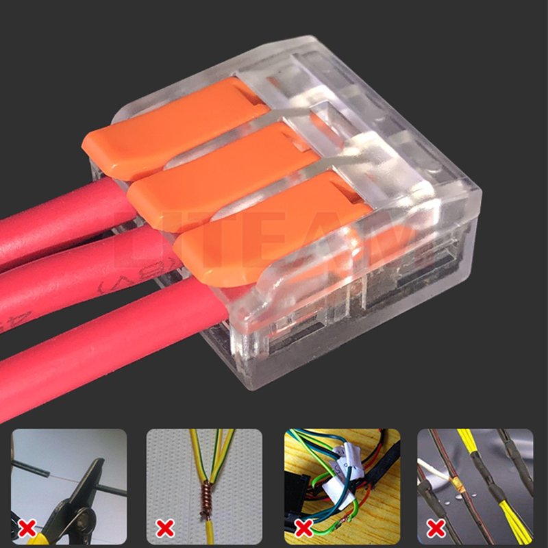 universal push in wire 3 conductor splicing quick wire electrical led lighting fast connector