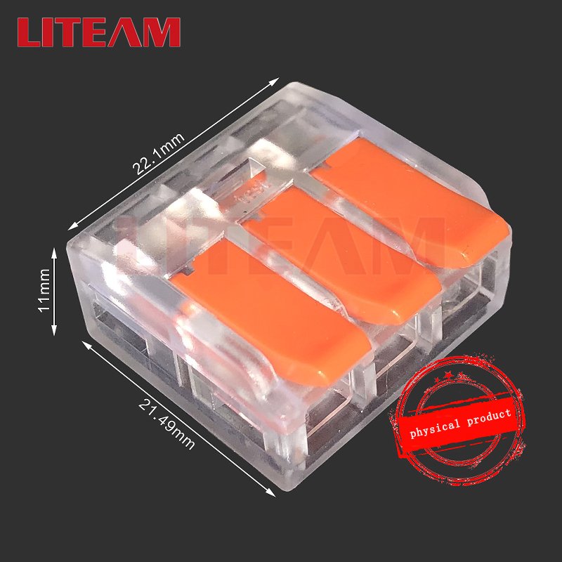 universal push in wire 3 conductor splicing quick wire electrical led lighting fast connector