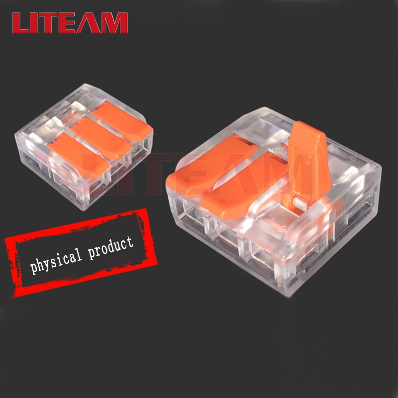 universal push in wire 3 conductor splicing quick wire electrical led lighting fast connector