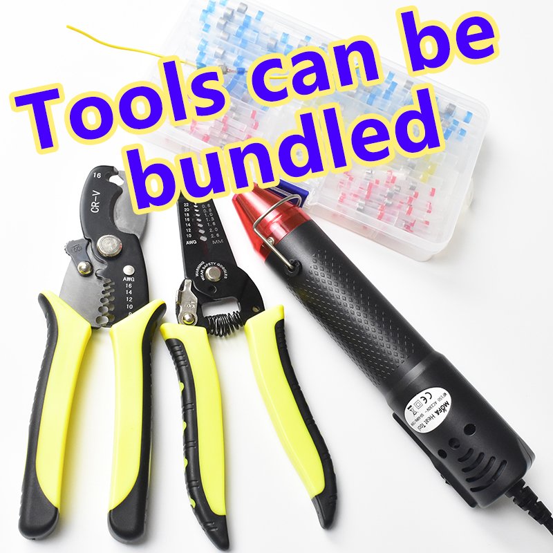 QWT 100Pcs Waterproof Insulated Solder Seal Tube Wire Connectors Kit Tinned Copper Electrical Cable Heat Shrink Butt Terminals