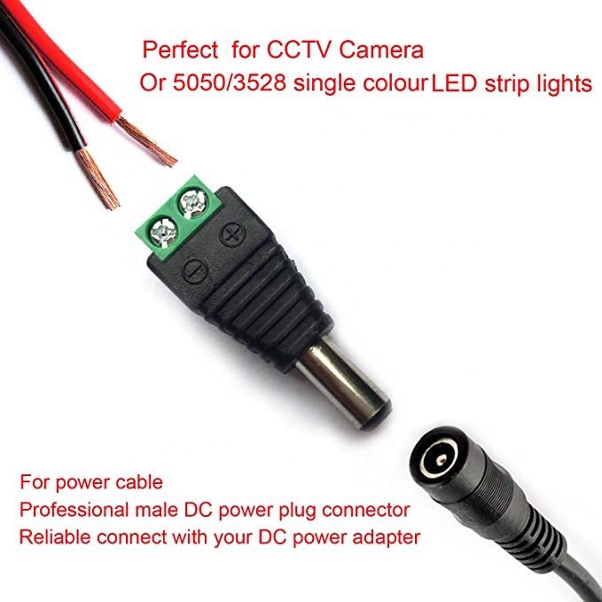 5.5*2.5mm dc Male DC power jack 5.5x2.1mm connector adapter plug for cctv camera or LED light
