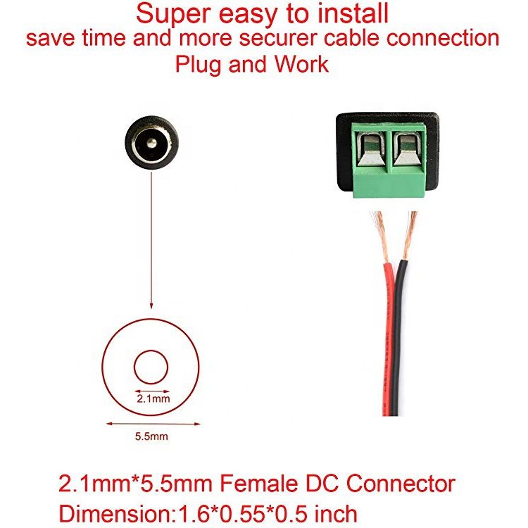 5.5*2.5mm dc Male DC power jack 5.5x2.1mm connector adapter plug for cctv camera or LED light