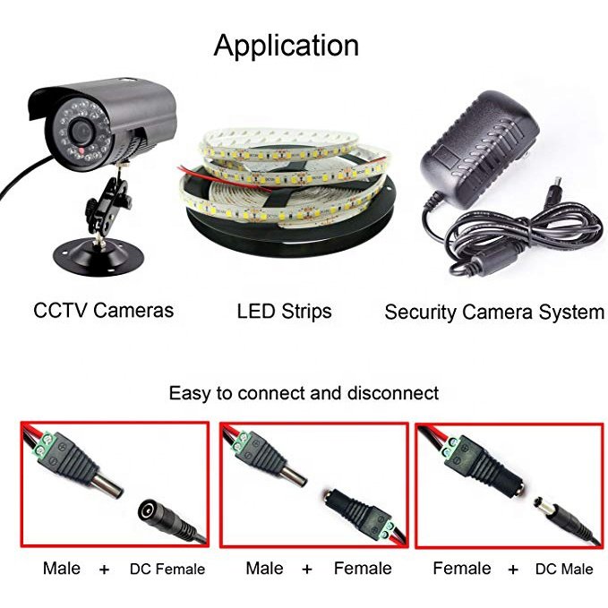 5.5*2.5mm dc Male DC power jack 5.5x2.1mm connector adapter plug for cctv camera or LED light