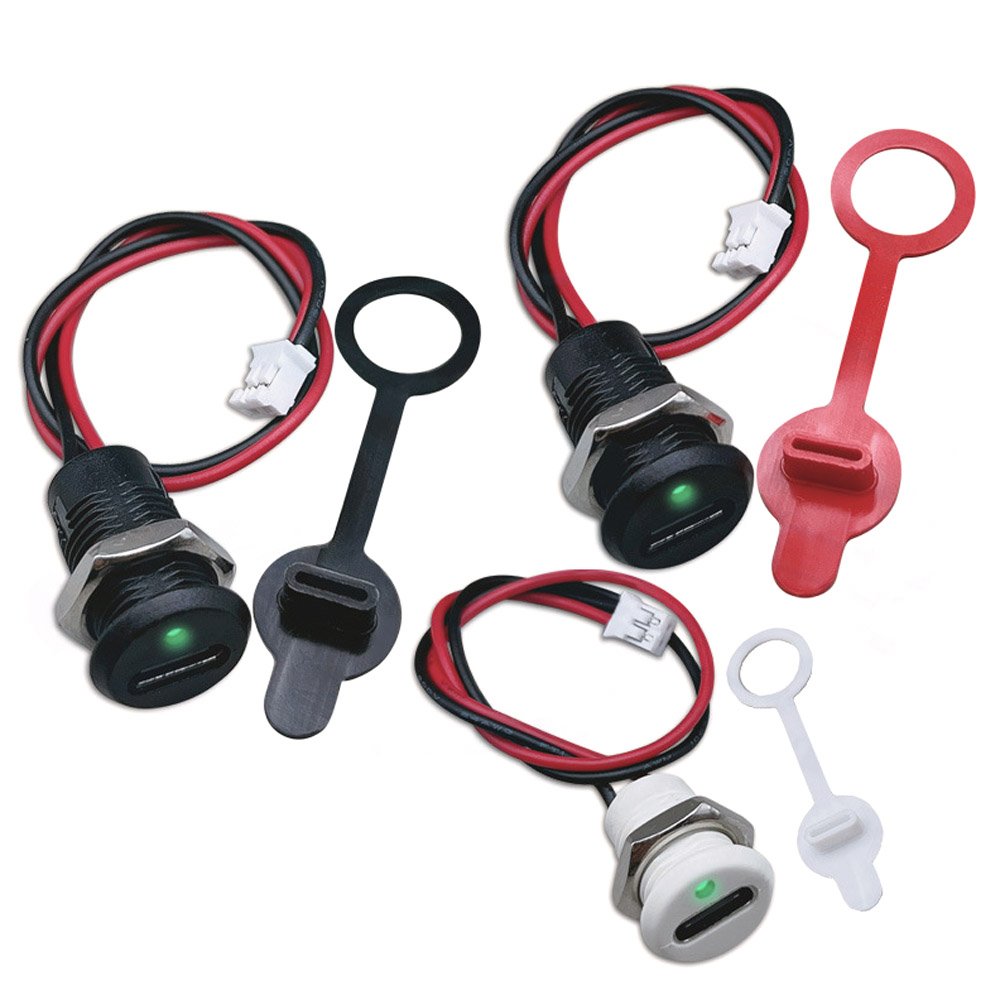 USB-C 2 Pin High Current Charging Socket LED lamp nut snap lock plate USB TYPE-C female Waterproof Female Connector JacK