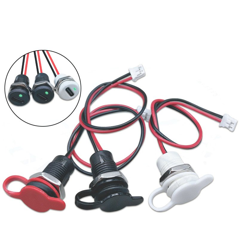 USB-C 2 Pin High Current Charging Socket LED lamp nut snap lock plate USB TYPE-C female Waterproof Female Connector JacK