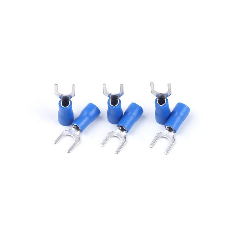 SV2-5 1/4 1.5-2.5mm Y U-Type PVC Fork Spade Tongue Crimp WireInsulated Cable Lug Ferrule Clamp Electrical Terminal Connector