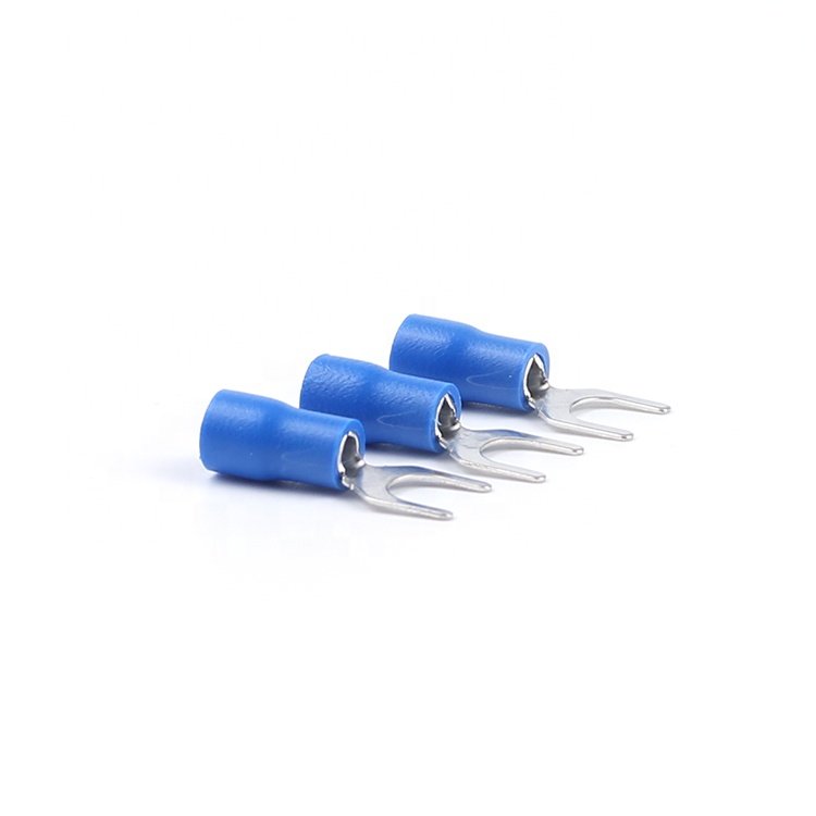 SV2-5 1/4 1.5-2.5mm Y U-Type PVC Fork Spade Tongue Crimp WireInsulated Cable Lug Ferrule Clamp Electrical Terminal Connector