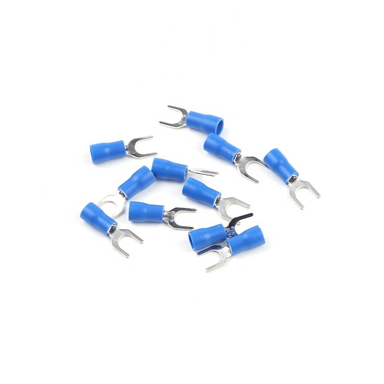 SV2-5 1/4 1.5-2.5mm Y U-Type PVC Fork Spade Tongue Crimp WireInsulated Cable Lug Ferrule Clamp Electrical Terminal Connector