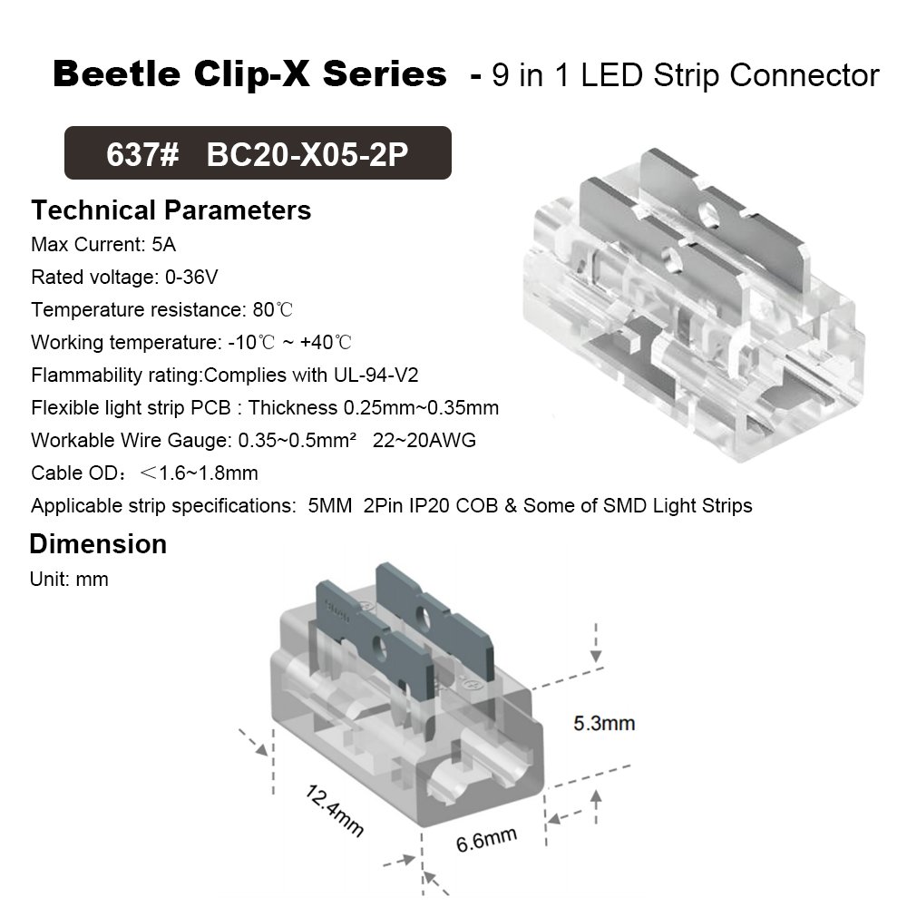 9 Functions in 1 I L T X Shape Solderless Quick LED Connector For 5mm 8mm 10mm Width 2Pin Single color Cob LED Strip Light