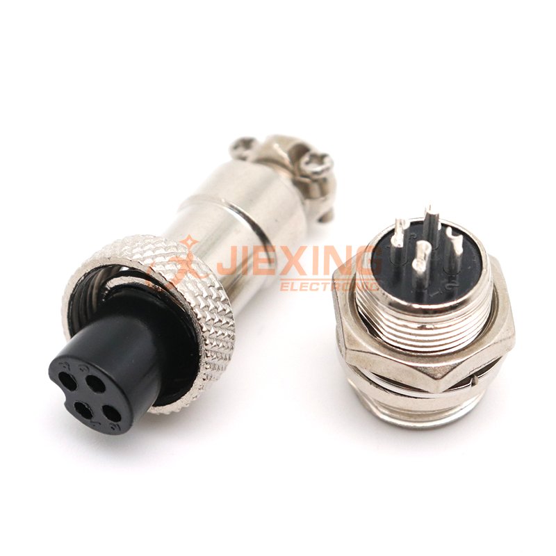 GX16 Air Plug 16mm M16 Cable Connector 4pin 4P Female Plug + Male Socket Full Set Metal