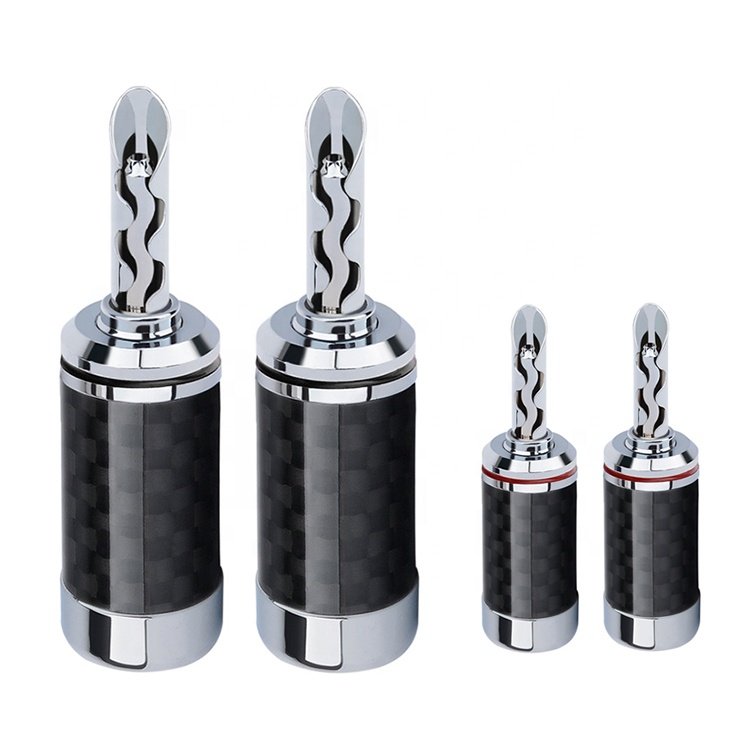 HiFi copper rhodium plated 5mm Carbon Fiber Banana plug speaker terminal connector