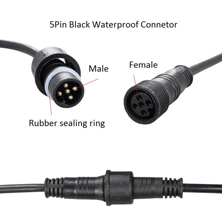 3pin 4pin 5pin Outdoor Waterproof extension cord cable connector 20AWG 50CM 1M 2M or Customized length for Pixel LED Light