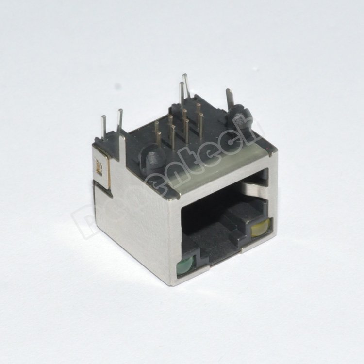 Denentech Factory direct sales RJ45 connector 8P8C Right Angle DIP waterproof rj45 connector with LED