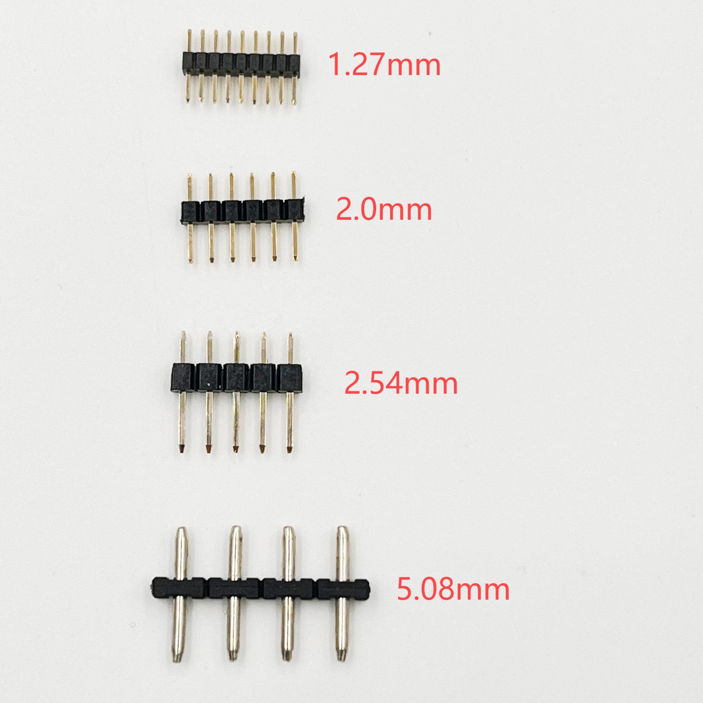 OEM 1.27mm 2.0mm 2.54mm 5.08mm pitch Single Dual Row 1-40 Pin Straight SMT R/A Gold Plated PCB Strip Male Pin Header Connector