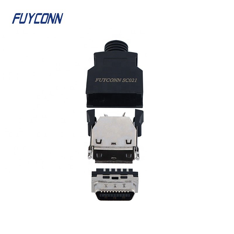 Solder Cable MDR Male 20pin SCSI Connector, 1.27mm SCSI 20 Pin Mini D Ribbon Male Solder HPCN Connector w/ Plastic Dust Cover