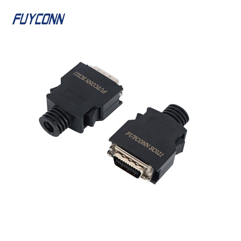 Solder Cable MDR Male 20pin SCSI Connector, 1.27mm SCSI 20 Pin Mini D Ribbon Male Solder HPCN Connector w/ Plastic Dust Cover