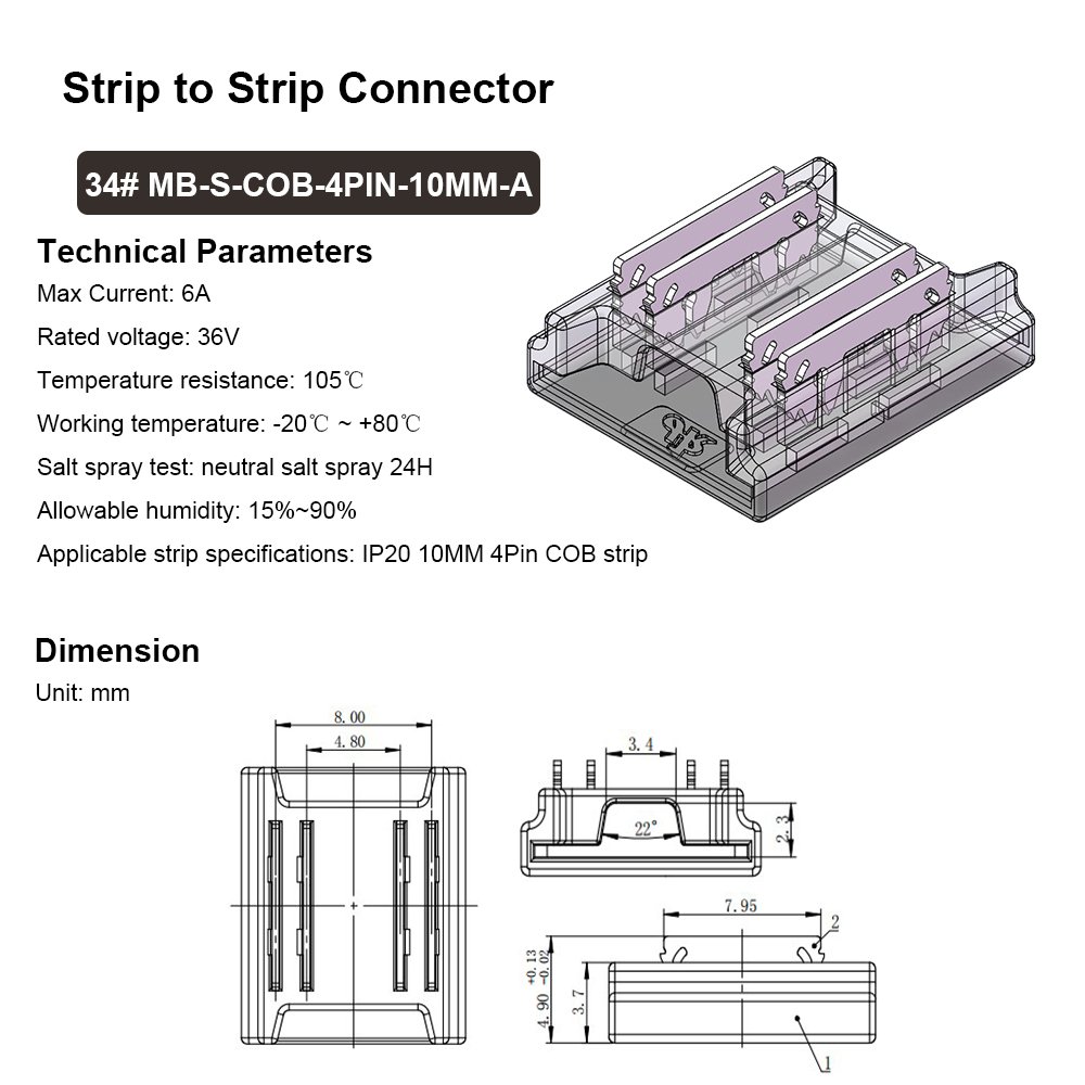 Transparent led strip light connector 4pin 10mm 4 pin rgb solderless led light strip connectors for led strips