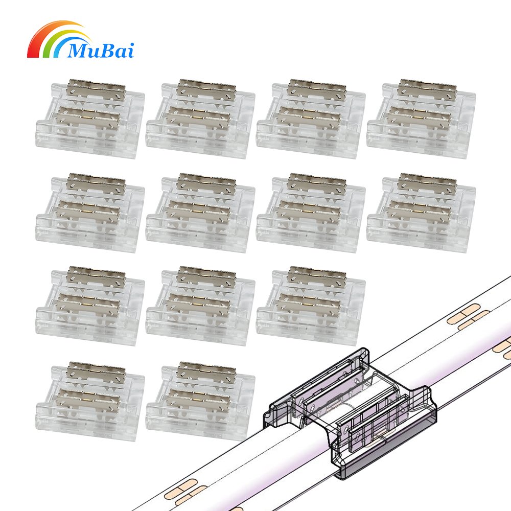 Transparent led strip light connector 4pin 10mm 4 pin rgb solderless led light strip connectors for led strips