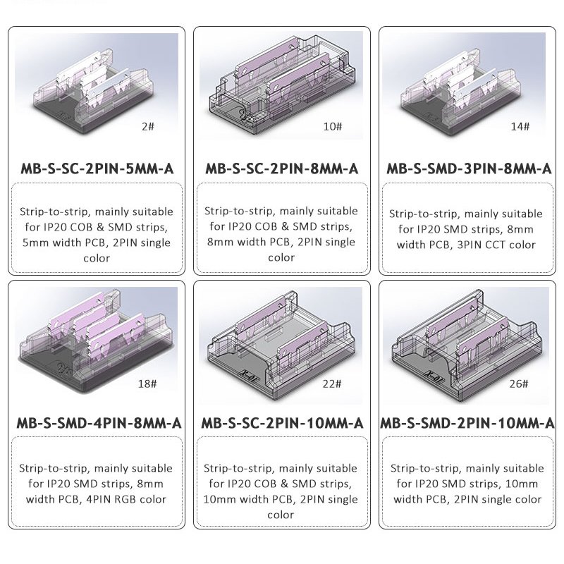 Transparent led strip light connector 4pin 10mm 4 pin rgb solderless led light strip connectors for led strips