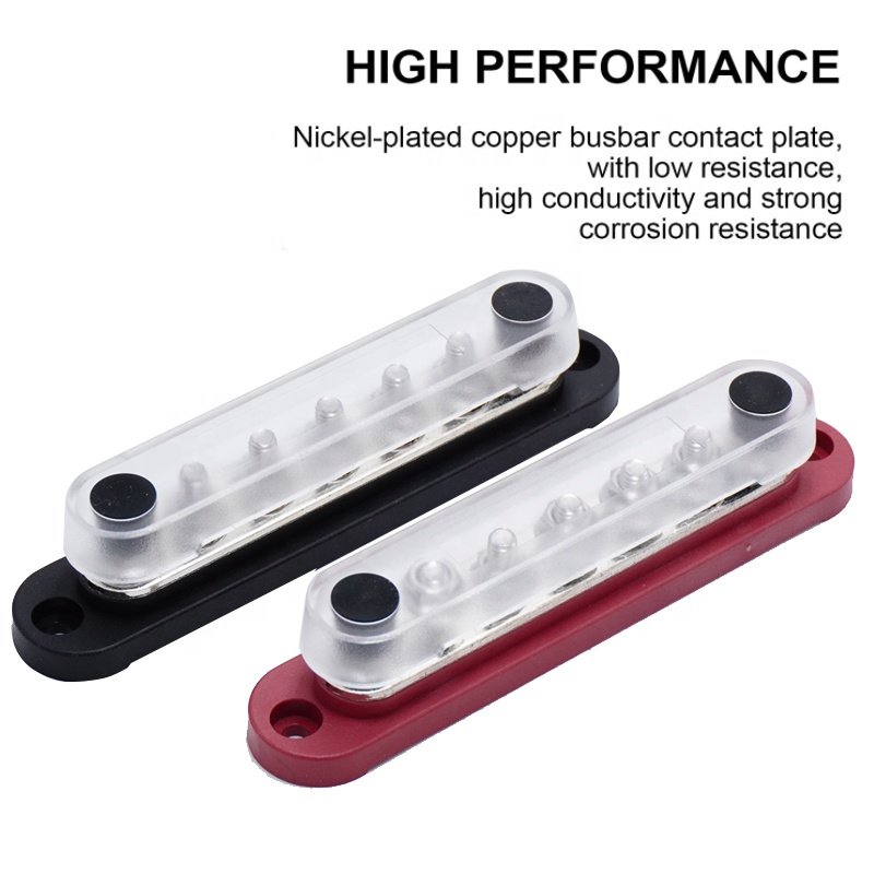 Connectors & Terminals Electric Bus Bar Big Current Terminal Block 150A M8* 7 with Cover 304 Stainless Steel
