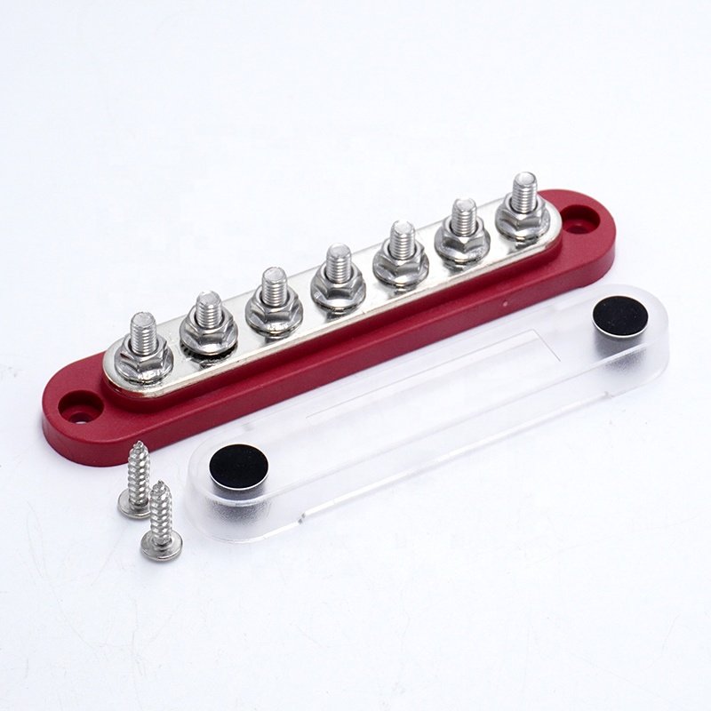 Connectors & Terminals Electric Bus Bar Big Current Terminal Block 150A M8* 7 with Cover 304 Stainless Steel