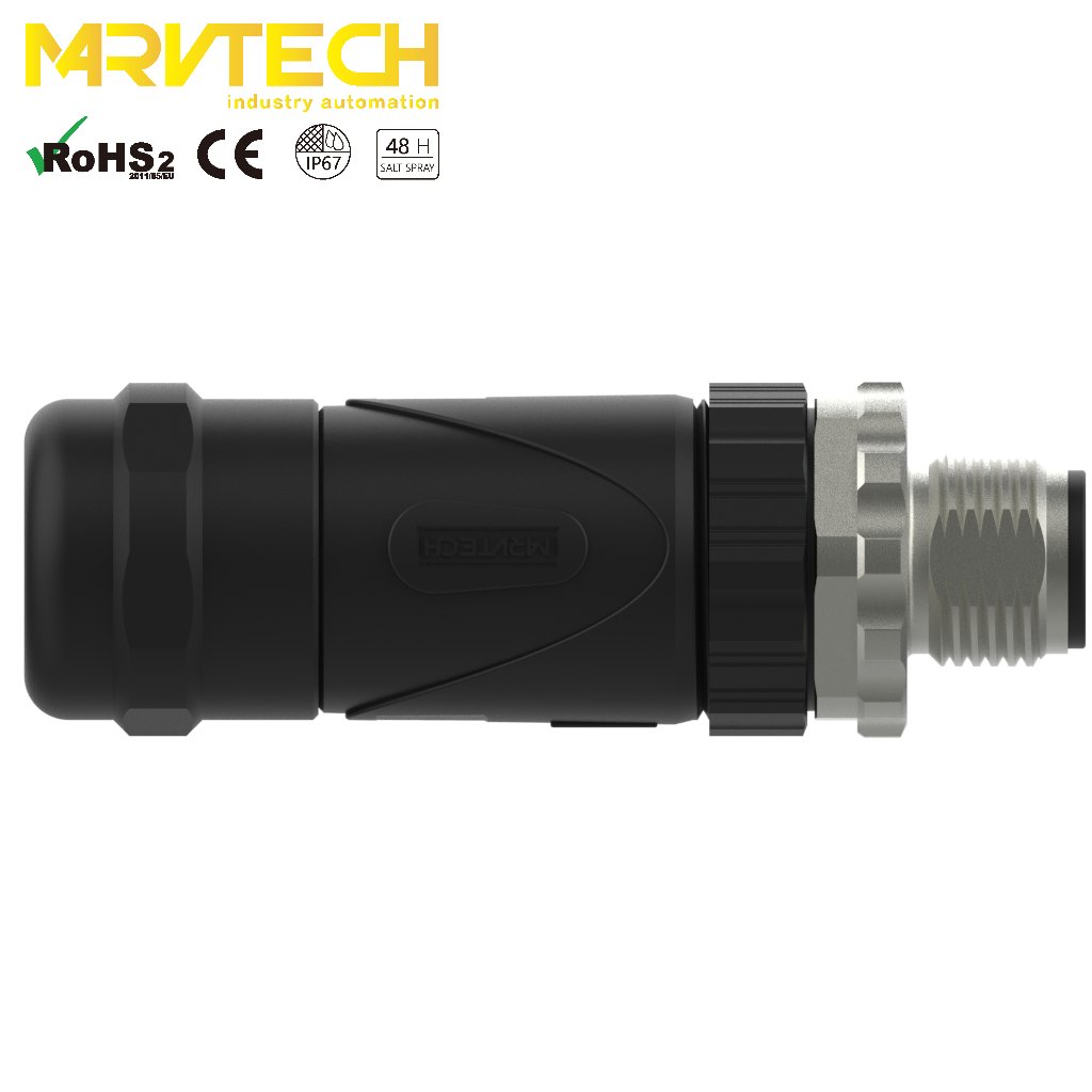 Plastic shell A code male waterproof field assembly wireable circular M12 connector for sensor signal