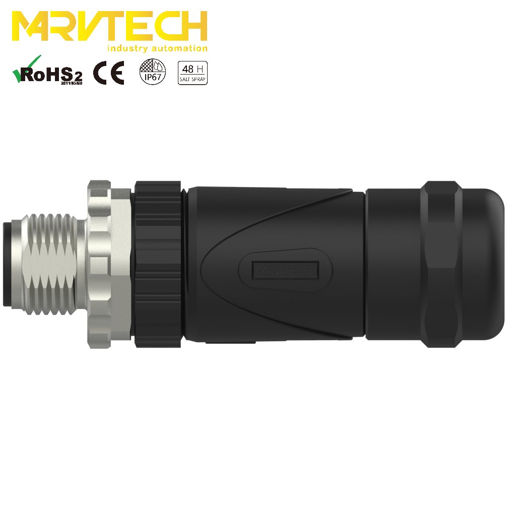 Plastic shell A code male waterproof field assembly wireable circular M12 connector for sensor signal