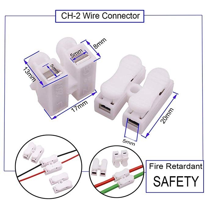 2 Pin Quick Cable Connector CH-2 Press Type Self-Locking Electric Wiring Spring Terminal Blocks