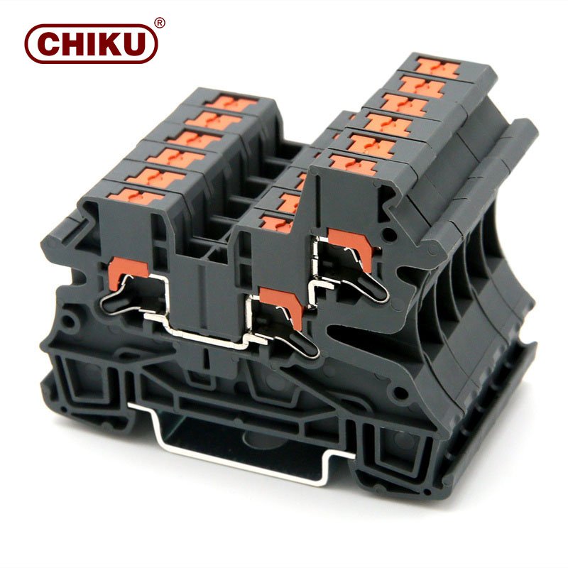 CHIKU UL Spring Push In Connector RPI 4-QUATTRO Din Rail Terminal Blocks 1000V For Wiring