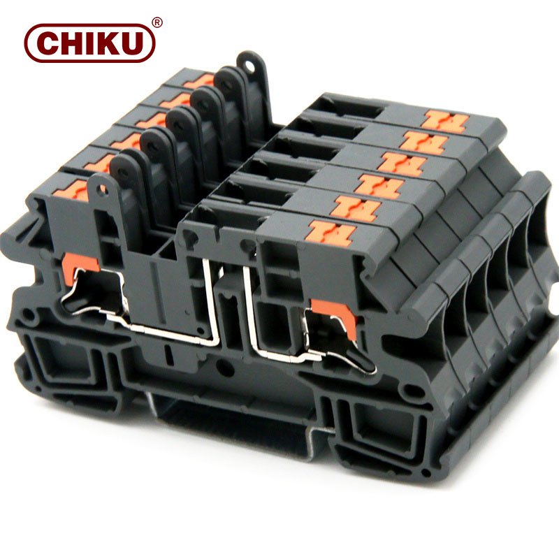 CHIKU UL Spring Push In Connector RPI 4-QUATTRO Din Rail Terminal Blocks 1000V For Wiring