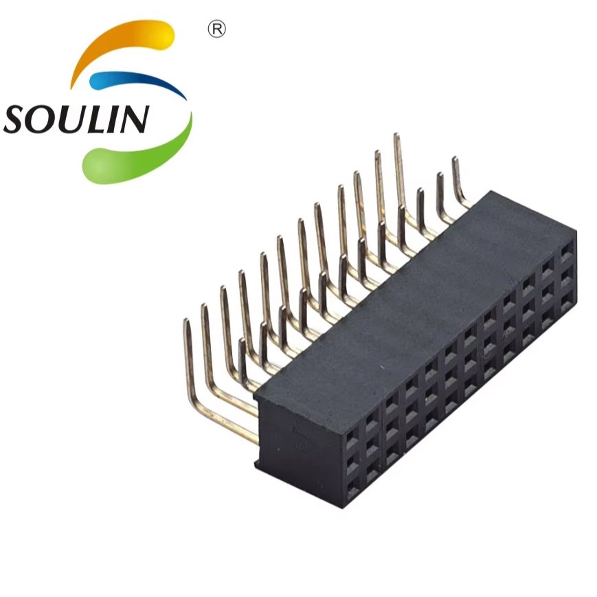 Soulin Custom SMT round Pin Female Connector Header 1.27mm Pitch Straight/Right Angle PCB Application Tube Packaging Plug Type