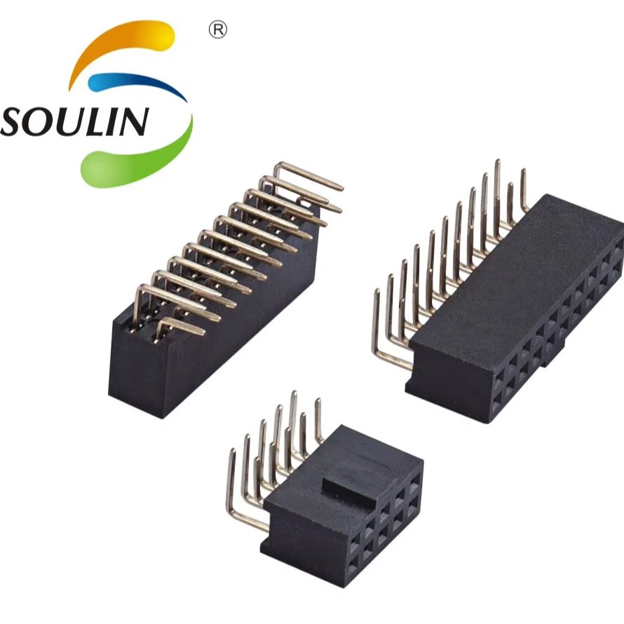 Soulin Custom SMT round Pin Female Connector Header 1.27mm Pitch Straight/Right Angle PCB Application Tube Packaging Plug Type