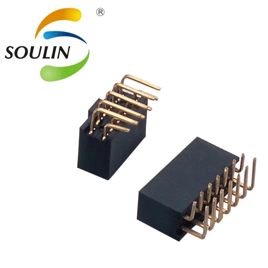 Soulin Custom SMT round Pin Female Connector Header 1.27mm Pitch Straight/Right Angle PCB Application Tube Packaging Plug Type