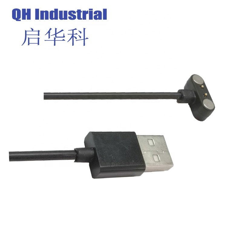 2pin Male and Female T Shape magnetic power Pogo Pin USB Cable 12V connector