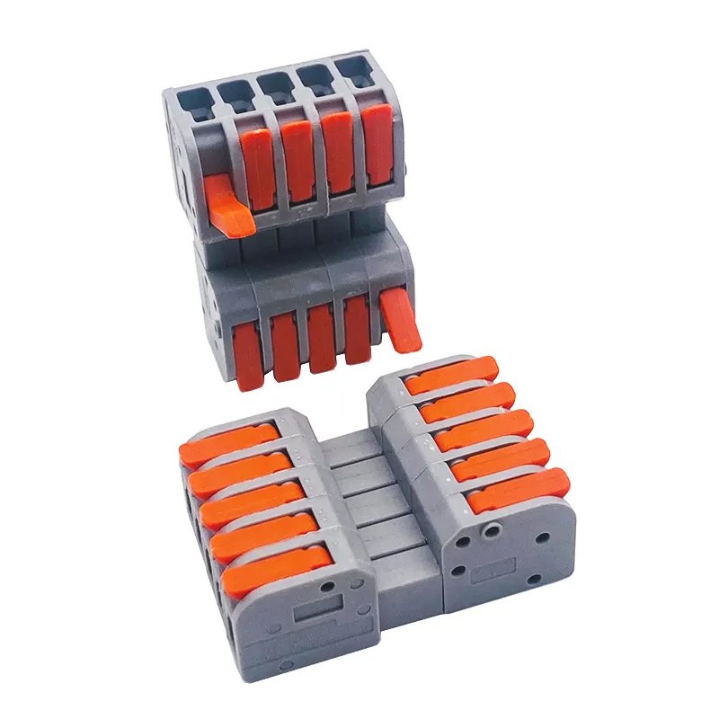 Hot selling fast install Connecting Cable Clamp 5 ways Terminal Block male female splice spring push lever Wire Connector