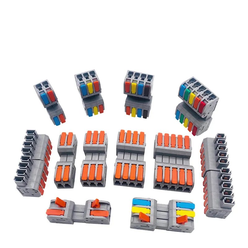 Hot selling fast install Connecting Cable Clamp 5 ways Terminal Block male female splice spring push lever Wire Connector