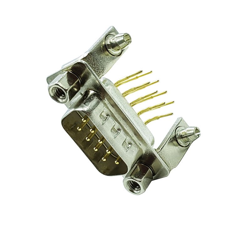 D-Sub 9 Pin Right Angle Connector Male With Gold Plated Contact For PCB
