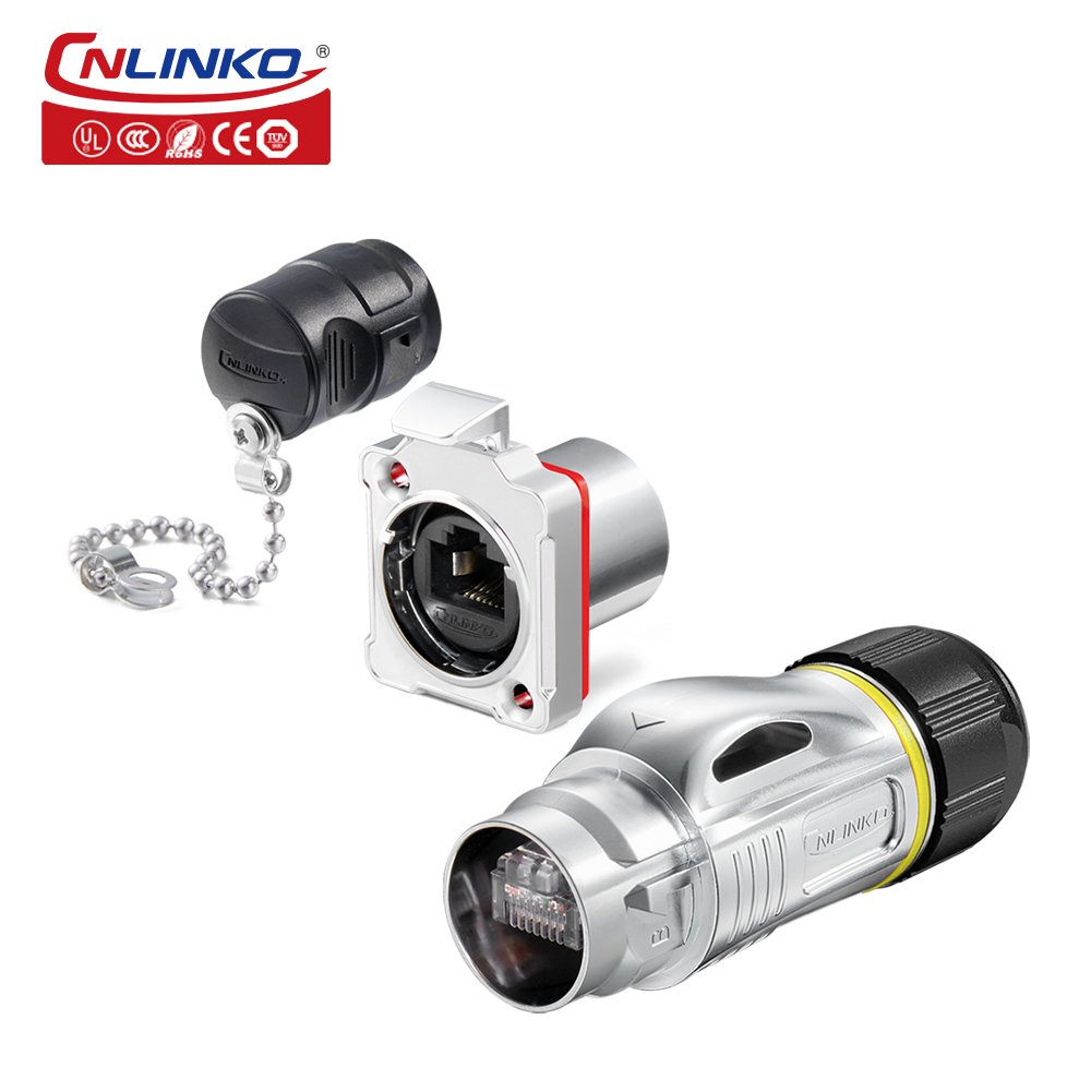 Cnlinko IP68 RJ45 Ethernet LAN Connector Plug Socket CAT6 STP Shield Outdoor Waterproof RJ45 Connector