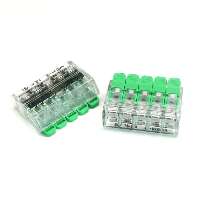 5 Pins Plastic Electronic Wire Quick Terminal Block 0.2-4mm Cable Connector 5 Poles Connection Block