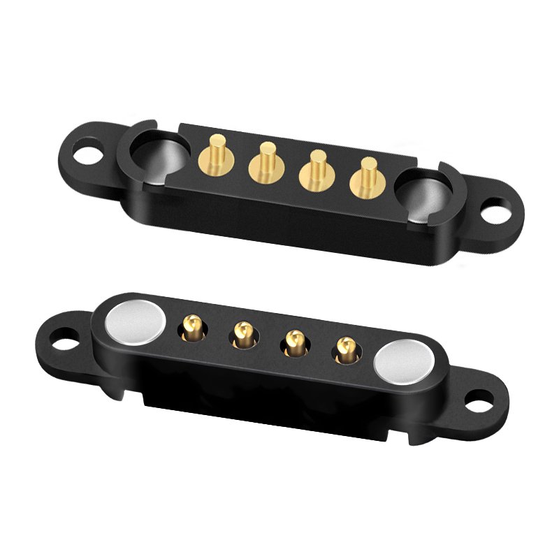 Gold Plated 12V 1A 5V2A Male And Female Data Transmission DIP Pogo Connector With Magnet