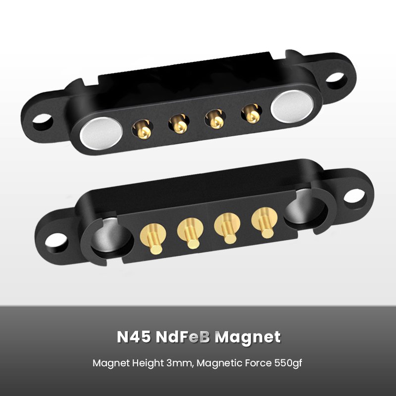 Gold Plated 12V 1A 5V2A Male And Female Data Transmission DIP Pogo Connector With Magnet