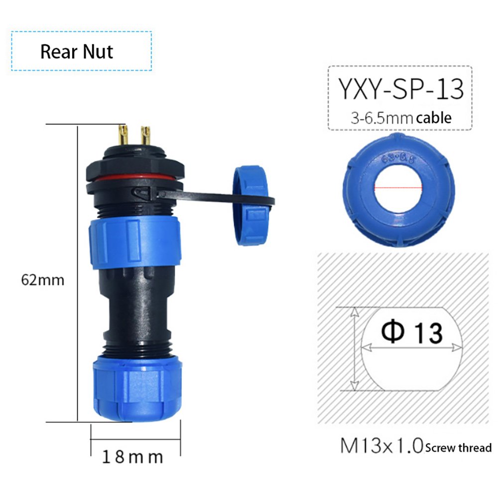 SP17 2 pin SP13 SP21 2/3/4/5/6/7/9 Pin waterproof connector Aviation male to female panel mount waterproof connector