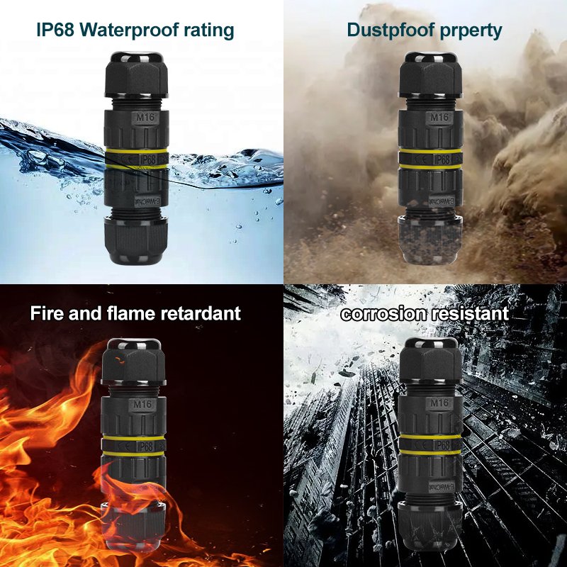 1 In 3 Out mini Straight cable branch connector wtih 3 poles IP68 Waterproof Connector for Road Landscape Lights