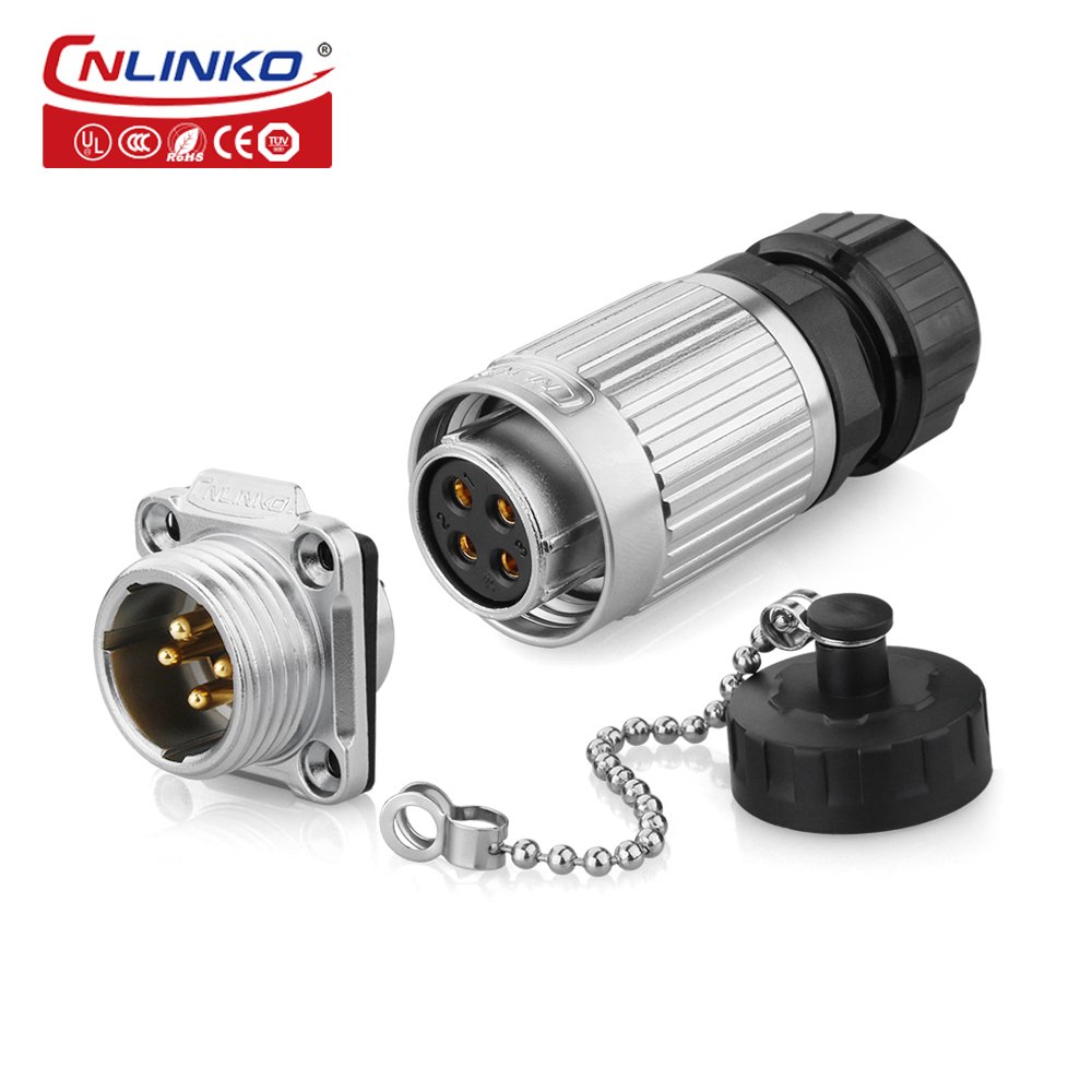 CNLINKO M20 4 pin waterproof connector Outdoor 4 Pin Circular Plug Socket ip67 waterproof connector