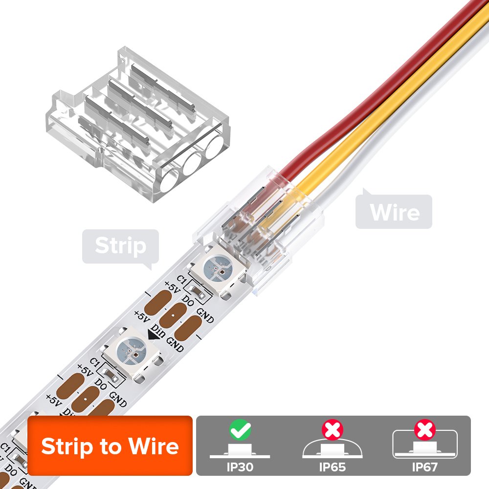 Transparent Solderless Cover Connector for FCOB DIM CCT RGB WS2812B WS2811 WS2815 5050 RGBW RGBCCT SMD LED Strip