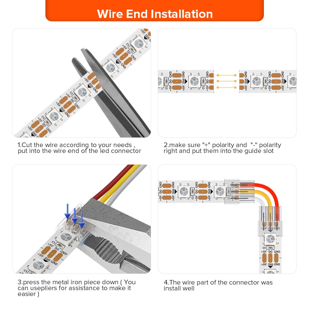 Transparent Solderless Cover Connector for FCOB DIM CCT RGB WS2812B WS2811 WS2815 5050 RGBW RGBCCT SMD LED Strip